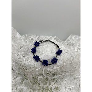 Black w/ Blue Beaded Cluster Bracelet